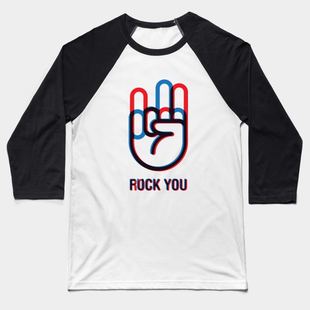 Rock/Fuck You Baseball T-Shirt by iconnico